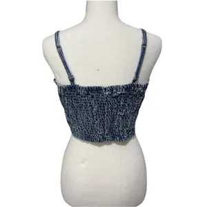 Social Tourist Abercrombie Denim Lace Up Cropped Corset Top Sz M Women’s thumbnail 2