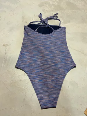 Aerie Purple blue Tie-Shoulder One-Piece cheeky Swimsuit medium thumbnail 5