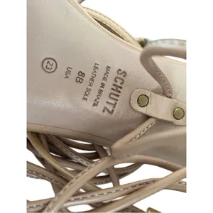 Schutz NWOB Vikki Leather Lace-Up Strappy High Heel Sandals in Nude size 8 thumbnail 7