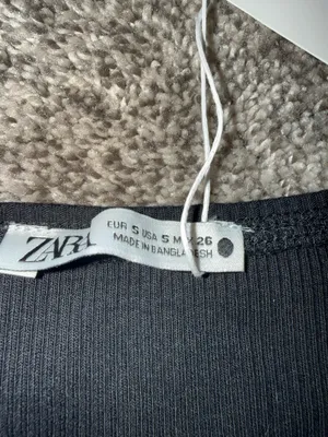 Zara Ribbed Short Sleeve Ruched Front Crop Top thumbnail 3