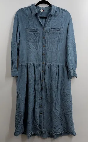 Anthropologie Pilcro Kimberly Maxi Dress Small Blue Chambray Button Front thumbnail 1