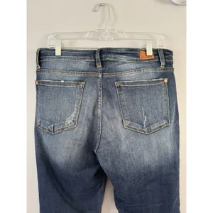 Judy Blue Relaxed Fit Jeans Women’s Size 15/32 Dark Blue Stretchy Tapered Leg thumbnail 5