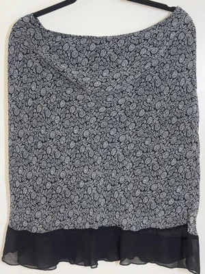 American Vintage Y2K Black Floral Sheer Hem Skirt knee length Indie / Soft Girl thumbnail 6