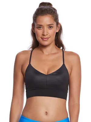 NWT Alo Yoga Lavish Bra Black Strappy Back‎ Mesh Band Sports Bra XS NEW Sold Out thumbnail 1