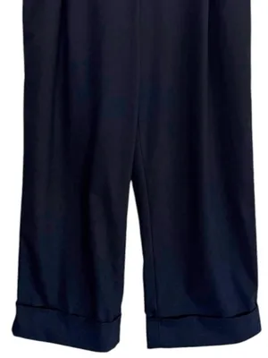 Zara Pleated Cuffed Black Hi Rise Trousers Size Small thumbnail 3