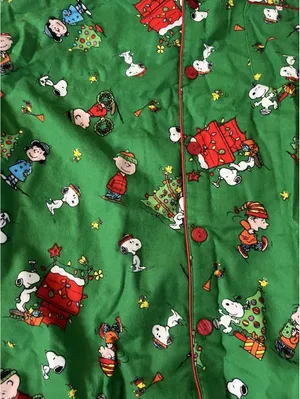 Peanuts Snoopy Christmas Cotton Pajama Set Green size XL 💚 thumbnail 2