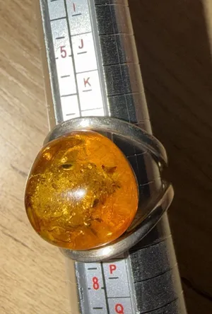 Sterling Silver 925 Amber Ring Size 7 Adjustable‎ thumbnail 1
