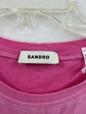 Sandro Pink Short-Sleeve Ruched Front Tee thumbnail 3