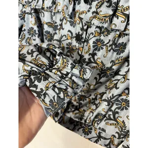 Topshop CROP BLOUSE paisley Frill In Blue Long Sleeve Boho Size 4 thumbnail 6