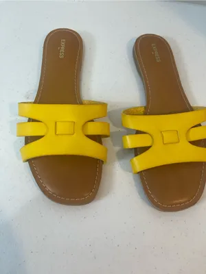 Express Yellow Double-Strap Slide Sandals thumbnail 3