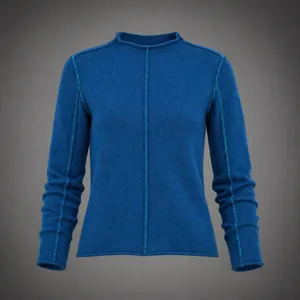 We The Free 100% Cashmere Sweater Women XS Roll Neck Seam Detail Blue Boho Indie thumbnail 1