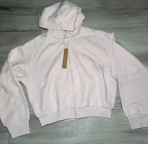 Skims cotton fleece Shrunken zip up hooodie Color barely pink thumbnail 3
