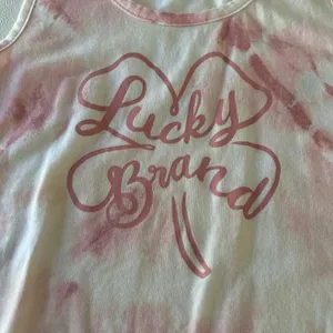 Lucky Brand Pink Tie Dye Tank Top Size Medium | Graphic Clover Logo | Soft Cotto thumbnail 6