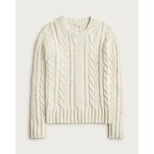 NWT J. Crew Cable-knit Crewneck Sweater Cream Heritage Warm Comfy Women’s Size M thumbnail 2