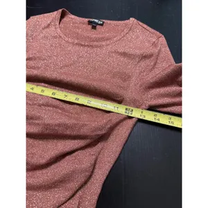 Express Womens Rose Gold Metallic Shimmer Ruched Long Sleeve‎ Bodycon Dress XS thumbnail 3