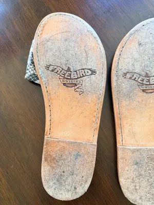 Freebird by Steven Golden Leather Snakeskin Print Slide Sandals thumbnail 8