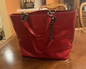 DKNY By Donna Karan Large Red Patent Tote Bag thumbnail 1