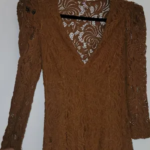 FREE PEOPLE Dana’s Bodycon Textured Lace Dress in Rust Brown Size XS thumbnail 5