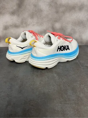 Hoka One One Bondi 8 Women’s Wide Sneakers Blanc De Blanc/Swim Day Size 7.5D thumbnail 12