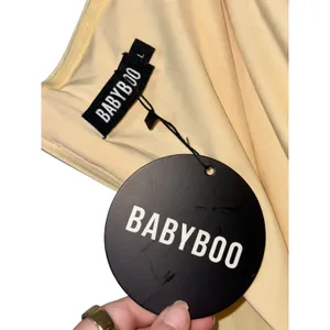 NWT Babyboo Zafira Lemon Yellow Ruched High Slit Draped Maxi Dress Womens Size L thumbnail 12