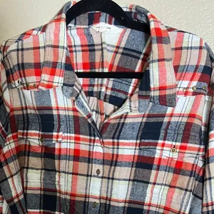 Lucky Brand Red and Blue Plaid Button Down‎ Everyday multicolor Shirt size XL thumbnail 2