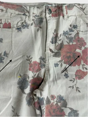 Easel Floral Print Barrel Denim Pants Size L thumbnail 7