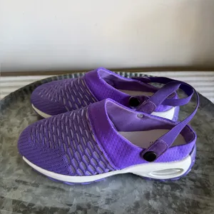 Women's Purple and White Open Heel Strap Mesh Shoe Size 37 aka 7 #260764 thumbnail 4