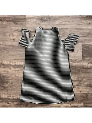 Want and Need Black White Stripe Cold Shoulder Dress Size Large SKU#C24319 thumbnail 8