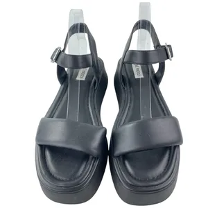 Steve Madden Dubai Womens Black Leather Ankle Strap Open Toe Platform Sandals 10 thumbnail 2