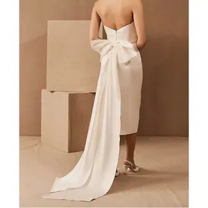 BHLDN Amsale Willow Bow Dress Little White Midi Formal Wedding Gown thumbnail 2