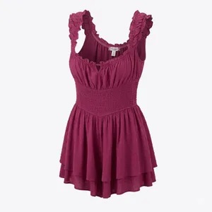 Urban Outfitters Kimchi Blue Swiss Dot Smocked Ruffle Romper XL Purple EUC thumbnail 3