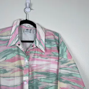Adidas RYV Women's Marble Windbreaker Jacket‎ Pink Green White Size L thumbnail 4