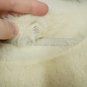 Free People FP One Ivory Fuzzy Knit Cropped Sweater Cozy Oversized Soft thumbnail 6