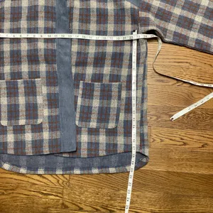 Hem and Thread Blue And Tan Plaid corduroy and twill shacket. Size Large thumbnail 8