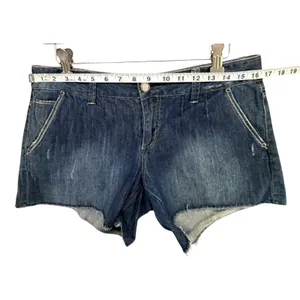 Vtg Y2K American Eagle Cut Off Jean Shorts Womens 8 Blue Denim Distressed Frayed thumbnail 4
