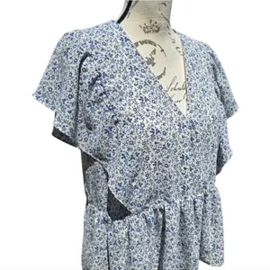 Madewell‎ -639 Georgette Ruffle-Sleeve Peplum Top in Americana Floral Medium thumbnail 4