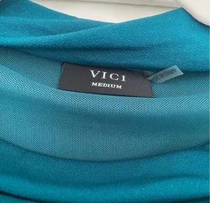✨VICI Elisabeth Mock Neck Side Slit Ruched Midi Teal Sz Medium Dress✨ thumbnail 9