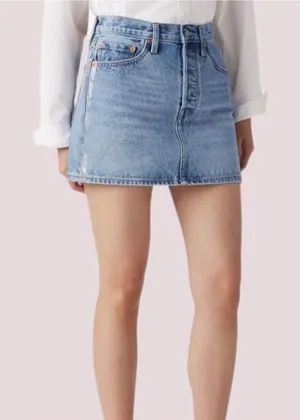 NWT Levis Womens Icon Denim Mini Skirt Light Wash Silver Stripe, Shine Theory 27 thumbnail 1