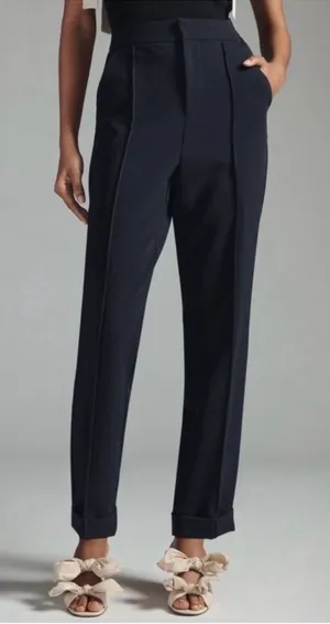 Anthropologie Black Pleated Trouser Pants Size US 0 thumbnail 1