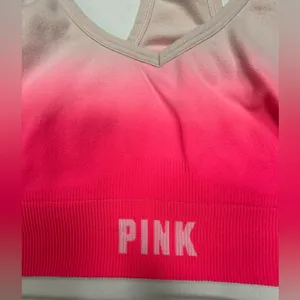 PINK Victoria's Secret Ombre Beige to Hot Pink Seamless Racerback Sports Bra thumbnail 3