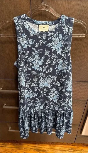 Tuckernuck Pomander Place dress navy blue floral print ruffle small thumbnail 1