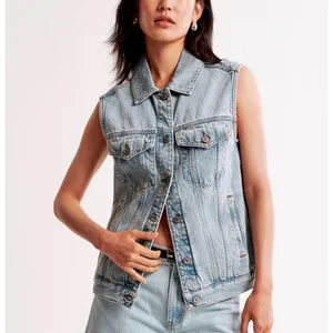Abercrombie & Fitch Sz S Denim Light Wash Button Vest Real Pockets Streetwear thumbnail 2