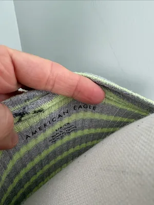 American Eagle Outfitters Gray and Lime Green Striped Long Sleeve Top Small thumbnail 2