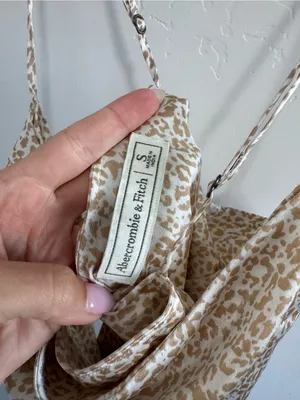 Abercrombie & Fitch White Tan Cheetah Print Slip Dress Small thumbnail 5