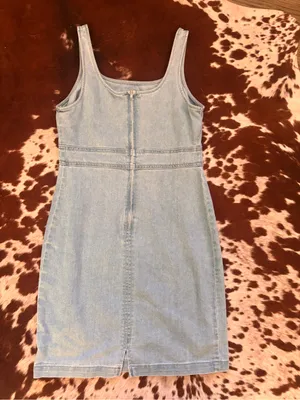 Light‎ Blue Denim Tank Dress with zipper sz medium thumbnail 4