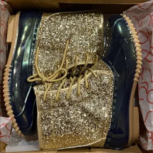 Sugar Gold Glitter and navy Winter Boots Size 7 thumbnail 11