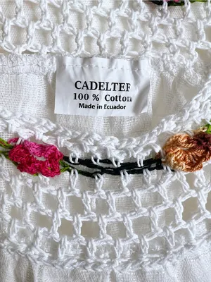 Handmade Cadeltef Ecuador White Cotton Crochet Floral Maxi Dress Boho Cottagecore thumbnail 8