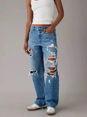American Eagle Low Rise Ex Boyfriend Jean in Destroy Your Blues Size 6 Short NWT thumbnail 2