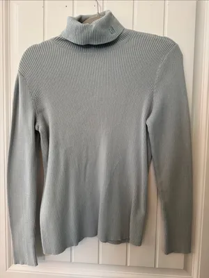 Ralph Lauren Light Blue Ribbed Turtleneck Sweater thumbnail 1