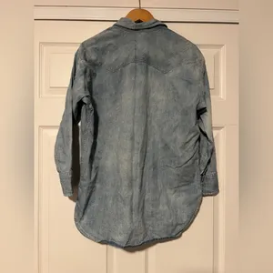 J. Crew JCrew Reimagined Western Button Down Chambray‎ Blue Long Sleeve Pearl thumbnail 3